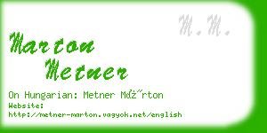 marton metner business card